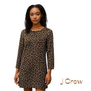 J Crew Brown Tan Animal Print Dress  NWOT Size 0